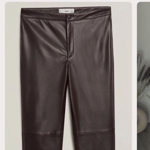 Mango slim leather pants/leggings, w/ zipper & button. Size XL, fits like a 14.